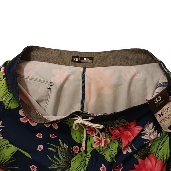 Hurley Swim Trunks MLB BOSTON RED SOXS Mens 33 BLUE Tropical Floral Board Shorts - Picture 12 of 16